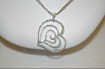 +  Charles Winston Clear Cz Large Heart Pendant With 18" 3 Strand Chain