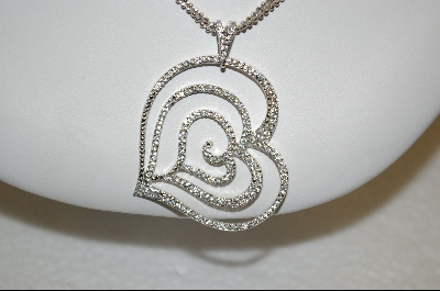+  Charles Winston Clear Cz Large Heart Pendant With 18" 3 Strand Chain