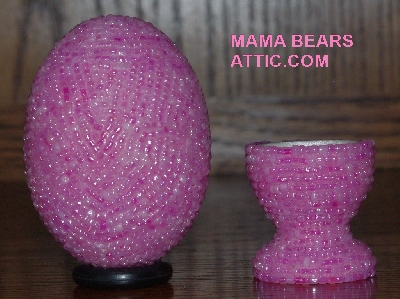 +MBA #4242-1510  "Multi Shade Pearl Pink Glass Bead Egg With Egg Cup"