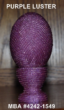+MBA #4242-1549  "Luster Purple Glass Seed Bead Egg With Matching Egg Cup"