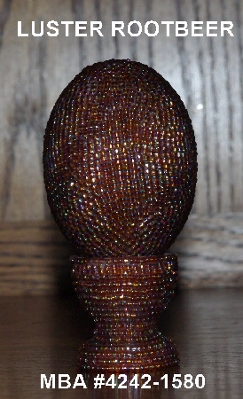 +MBA #4242-1580  "Luster Rootbeer Glass Seed Bead Egg With Matching Stand"