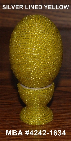 +MBA #4242-1634  "Silver Lined Yellow Glass Seed Bead Egg & Matching Egg Cup"