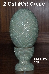 +MBA #5555-0045  "2 Cut Mint Green Glass Seed Bead Egg With Matching Egg Stand"