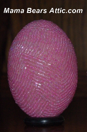 +MBA #5555-0062  "2 Cut Pink Lined Glass Seed Bead Egg With Matching Egg Cup"