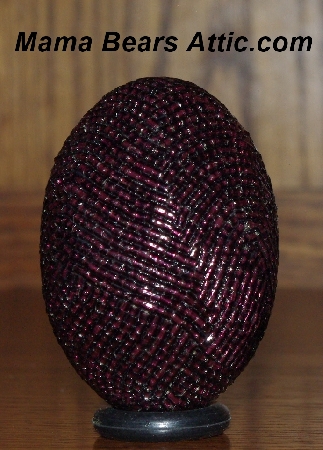 +MBA #5555-0070  "2 Cut Dark Purple Glass Seed Bead Egg With Matching Egg Cup"