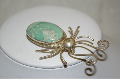 +MBA #DUP  "Artist "DEU David Umpleby"  Signed Green Turquoise Beetle Pin/Pendant