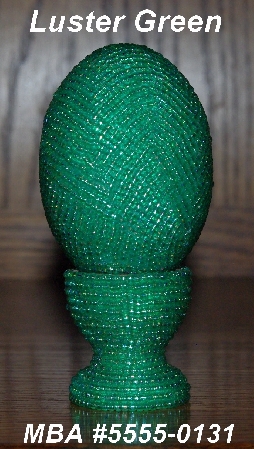 +MBA #5555-0131  "Luster Green Glass Seed Bead Egg With Matching Egg Cup"