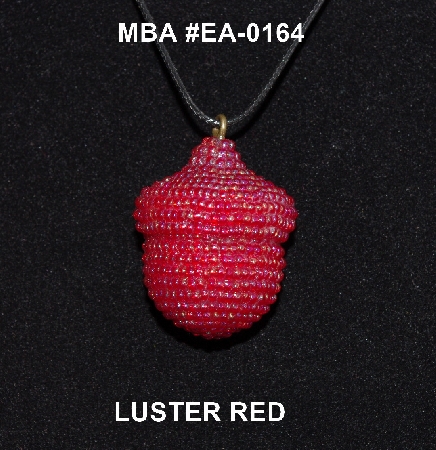 +MBA #EA-0164  "Luster Red Glass Bead Acorn Pendant"