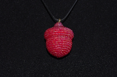 +MBA #EA-0164  "Luster Red Glass Bead Acorn Pendant"