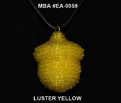 +MBA #EA-0059  "Luster Yellow Glass Seed Bead Acord Pendant"