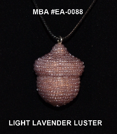 +MBA #EA-0088  "Light Lavender Luster Glass Seed Bead Acorn Pendant"