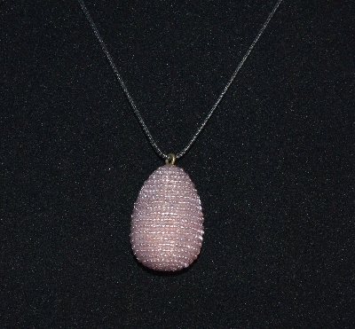 +MBA #EA-0110  "Light Lavender Luster Glass Seed Bead Egg Pendant"