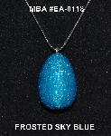 +MBA #EA-0118  "Frosted Sky Blue Seed Bead Egg Pendant"