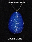 +MBA #EA-0179  "2 Cut Blue Glass Bead Egg Pendant"