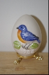+MBA #10-017 1988 Gobel Blue Bird Egg With Attached Stand