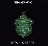 +MBA #EA-148  "Metallic Green Glass Seed Bead Acorn Pendant"