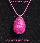 +MBA #AE3-0003  "Silver Lined Pink Glass Seed Bead Egg Pendant"