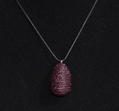 +MBA #AE3-0046  "2 Cut Dark Purple Glass Seed Bead Egg Pendant"