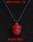 +MBA  #AE3-116  "Ruby Red Glass Seed Bead Acron Pendant"