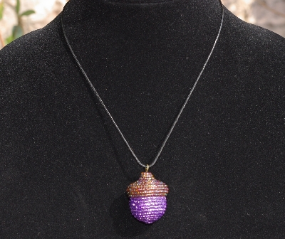 +MBA #AE3-121  "Luster Rootbeer & Purple Glass Bead Acorn Pendant"