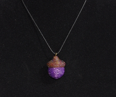 +MBA #AE3-121  "Luster Rootbeer & Purple Glass Bead Acorn Pendant"