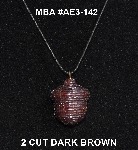 +MBA #AE3-142  "2 Cut Dark Brown Glass Seed Bead Acorn Pendant"