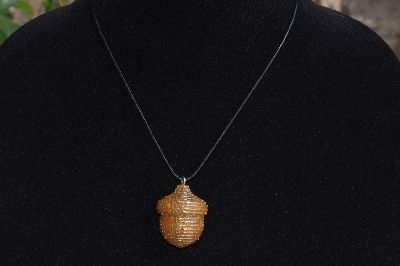 +MBA #AE3-155  "Luster Golden Glass Seed Bead Acorn Pendant"