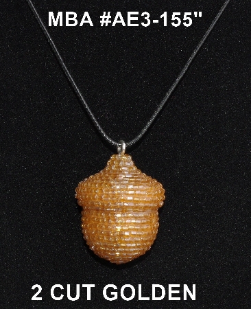 +MBA #AE3-155  "Luster Golden Glass Seed Bead Acorn Pendant"