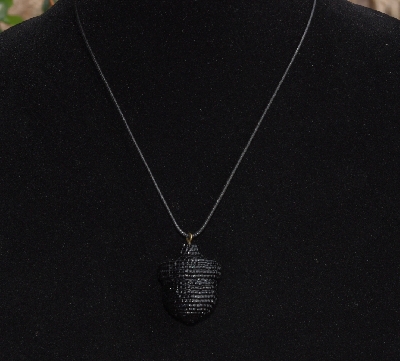 +MBA #AE3-159  "Black Glass Seed Bead Acorn Pendant"