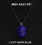 +MBA #AE3-151  "2 Cut Dark Blue Glass Seed Bead Acorn Pendant"