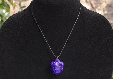 +MBA #AE3-176  "Purple Glass Seed Bead Acorn Pendant"