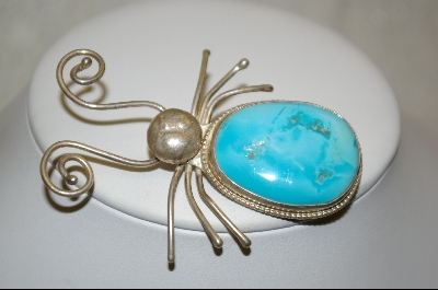 +MBA #S19-1861  "Artist "DEU David Umpleby"  Signed Blue Turquoise Beetle Pin/Pendant