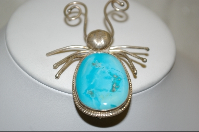 +MBA #S19-1861  "Artist "DEU David Umpleby"  Signed Blue Turquoise Beetle Pin/Pendant