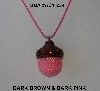 +MBA #AC1-234  "Dark Brown & Dark Pink Glass Seed Bead Acorn Pendant"