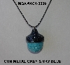 +MBA #AC1- 0089  "Gun Metal Grey & Sky Blue Glass Seed Bead Acorn Pendant"