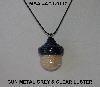 +MBA #AC1-117  "Gun Metal Grey & Clear Luster Glass Seed Bead Acorn Pendant"