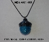 +MBA #AC1-108  "Gun Metal Grey & Blue satin Glass Bead Acorn Pendant"