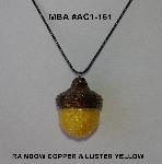 +MBA #AC1-161  "Rainbow Copper & Luster Yellow Glass Seed Bead Acorn Pendant