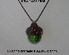 +MBA #AC1-0056  "Luster Brown & Satin Green Glass Seed Bead Acorn Pendant"