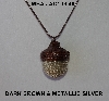 +MBA #AC1-0049  "Dark Brown & Metallic Silver Glass Seed Bead Acorn Pendant"