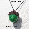 +MBA #AC1-0013  "Luster Brown & 2 Cut Green Glass Seed Bead Acorn Pendant"