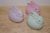 +MBA #10-006   1980's Set Of 3 D56 Bunny Porceline Eggs