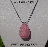 +MBA #5557-128  "Pink Lined Glass Seed Bead Egg Pendant"