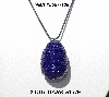 +MBA #555-138  "2 Ct Dark Blue Glass Seed Bead Egg Pendant"