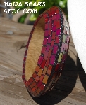 +MBA #5556-255  "Iridescent Red Stained Glass Bangle Bracelet"
