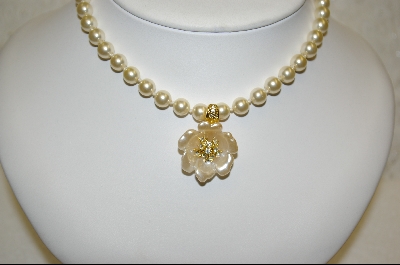 Nolan Miller Creme Colored Flower Enhancer & Simulated Pearl Necklace
