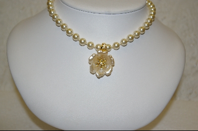 Nolan Miller Creme Colored Flower Enhancer & Simulated Pearl Necklace