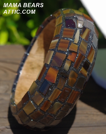 +MBA #5556-171  "Multi Brown Stained Glass Bangle Bracelet"