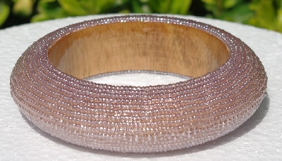 +MBA #5556-595  "Light Lavender Luster Glass Seed Bead Bangle Bracelet"
