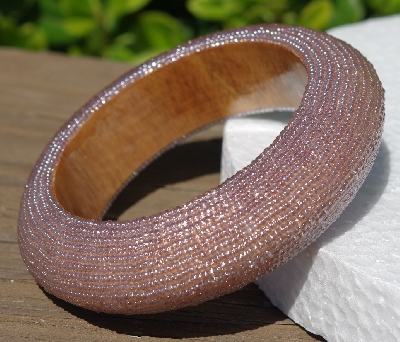 +MBA #5556-595  "Light Lavender Luster Glass Seed Bead Bangle Bracelet"